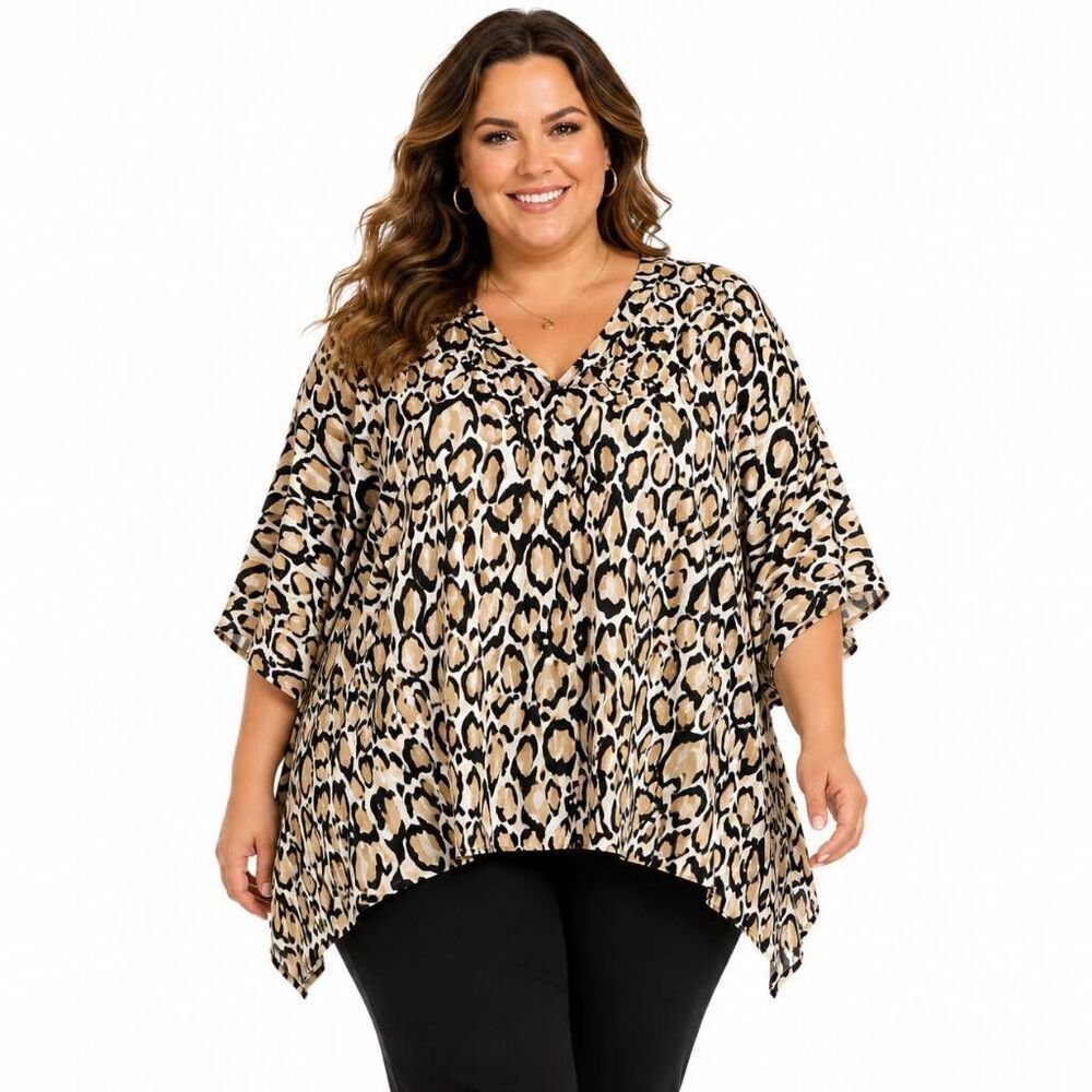 Cato Leopard Animal Print Sheer Kimono Cover Up One Size